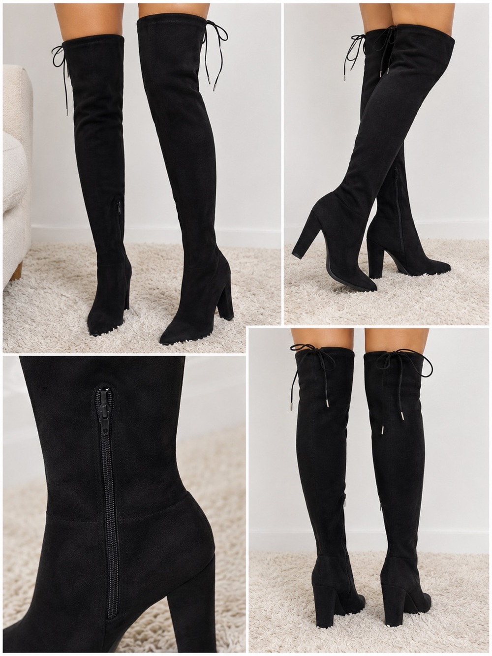 Dolce Vita Neely Black Faux Suede Over The Knee OTK Block Heel Boots Size 7